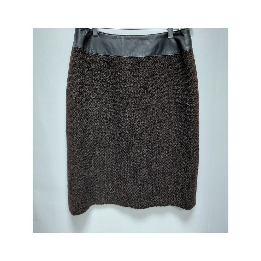 Raffinalla Acetate Wool Blend Skirt Brown Solid Knit Women Size 6